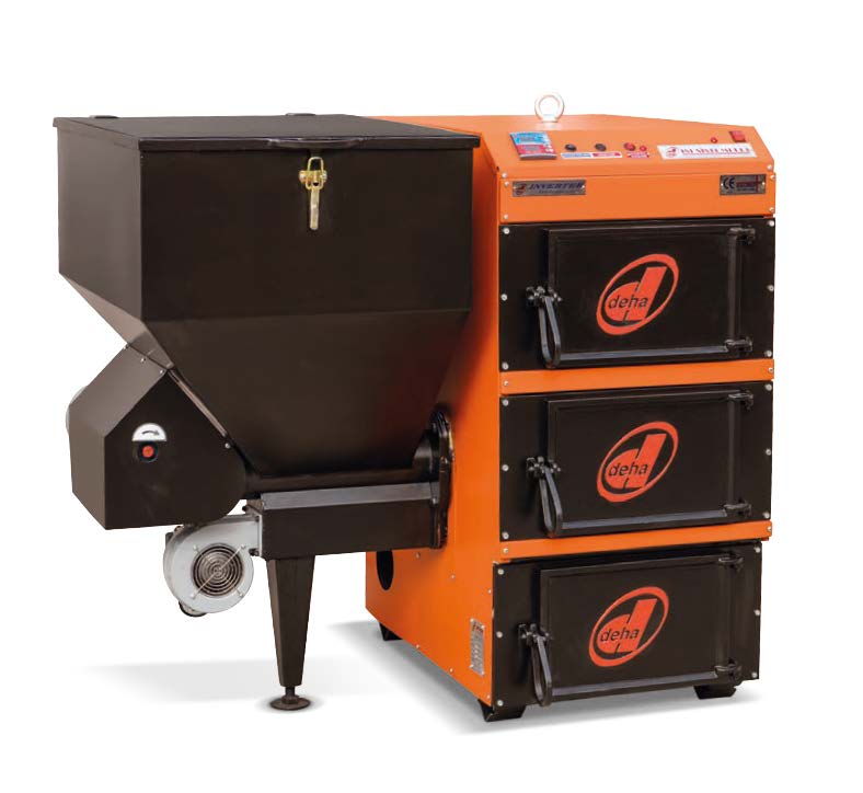 Cazan pe peleti deha, carbune, samburi, coaja de nuca 53kw - imagine 1