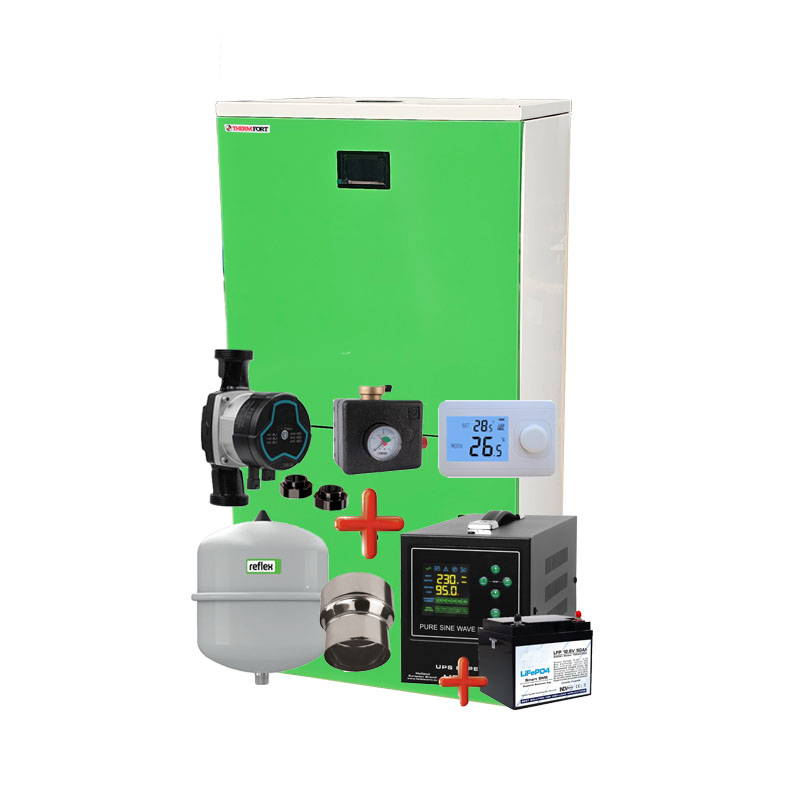 Centrala pe peleti compacta thermfort 10-30kw tpb30- wifi modul incorporat- include, pompa, vas expansiune, grup de siguranta, reductie cos, ups, term - imagine 1