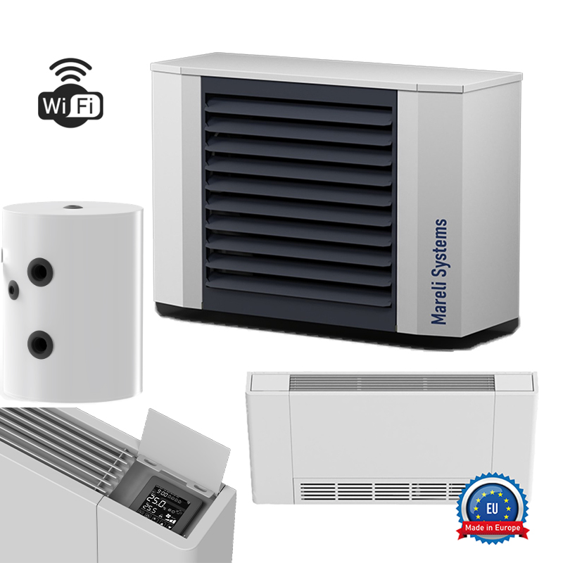 Pachet cu pompa de caldura monobloc mareli 6kw r290 pentru apartament cu ventiloconvectoare si puffer - imagine 1